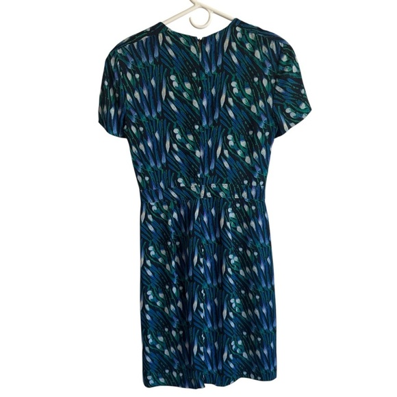 Tory Burch Silk Blue & Green Peacock Patterned Dress, Size 4 - Picture 5 of 8